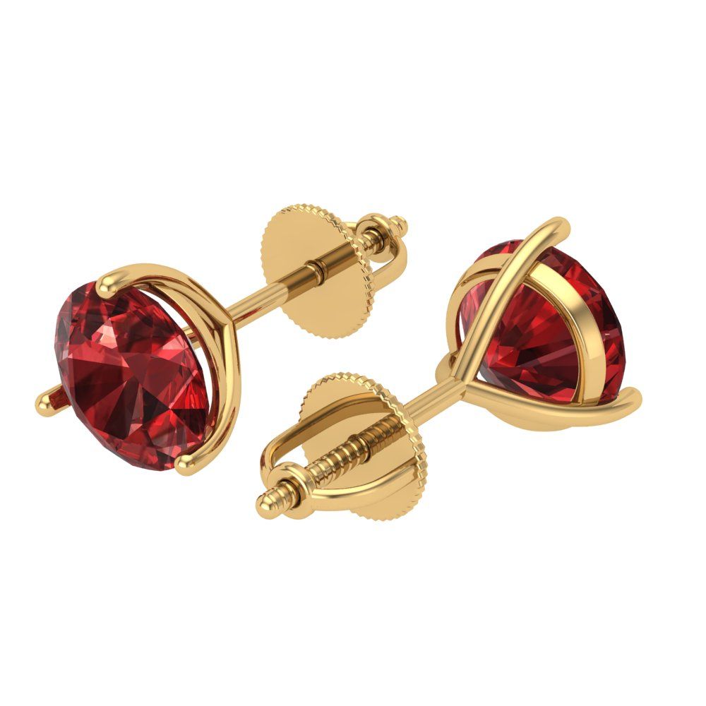 4 ctw Garnet Studs Earrings | 8.0mm Round Cut White Gold Screw back | January Birthstone