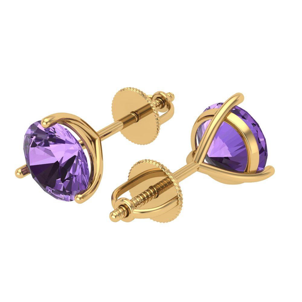 4 ctw Alexandrite Studs Earrings | 8.0mm Round Cut White Gold Screw back | June Birthstone