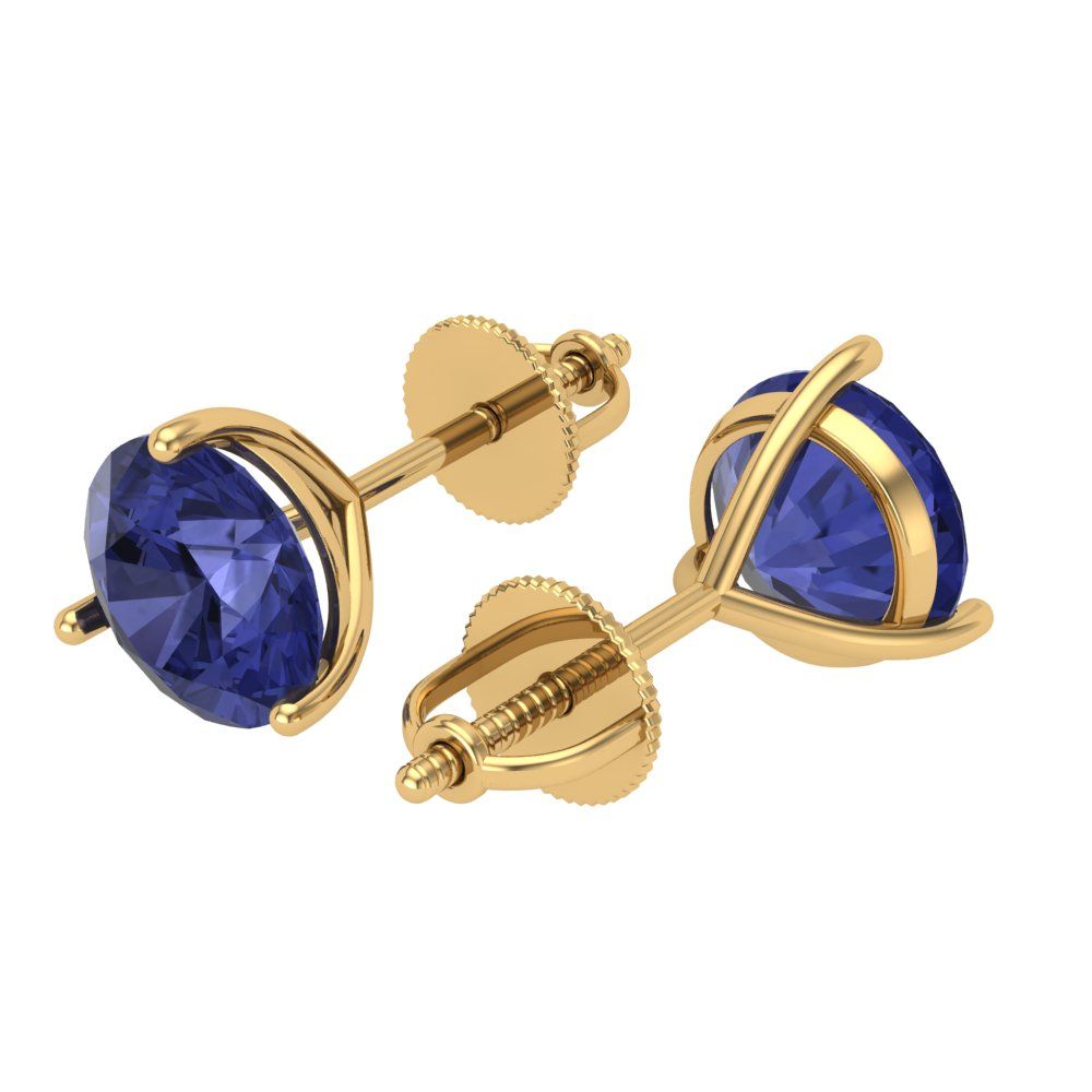 4 ctw Tanzanite Studs Earrings | 8.0mm Round Cut White Gold Screw back | December Birthstone