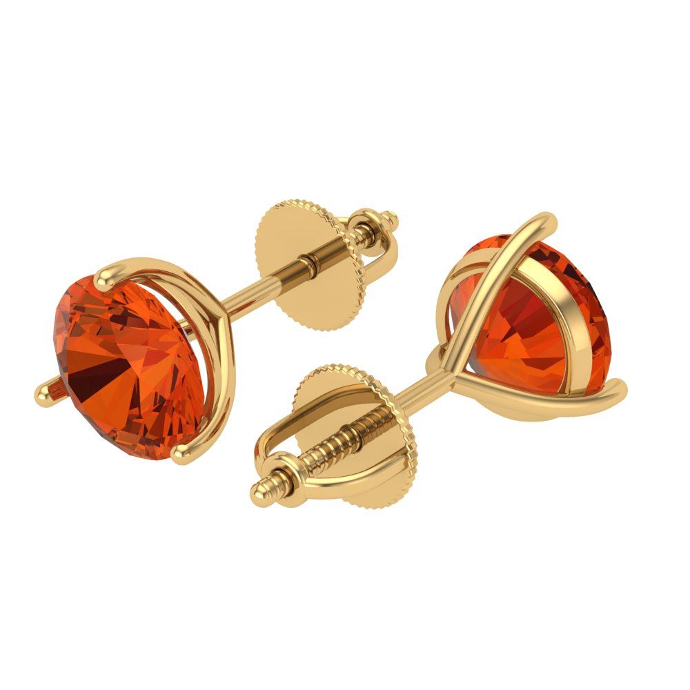 4 ctw Red Zirconia Studs Earrings | 8.0mm Round Cut White Gold Screw back | April Birthstone