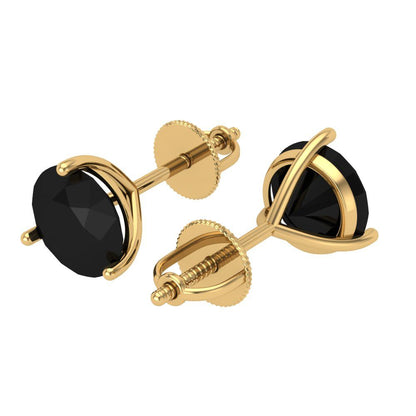 4 ctw Onyx Studs Earrings | 8.0mm Round Cut White Gold Screw back | July Birthstone