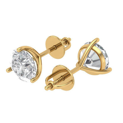 4 ctw Moissanite Studs Earrings | 8.0mm Round Cut White Gold Screw back | April Birthstone