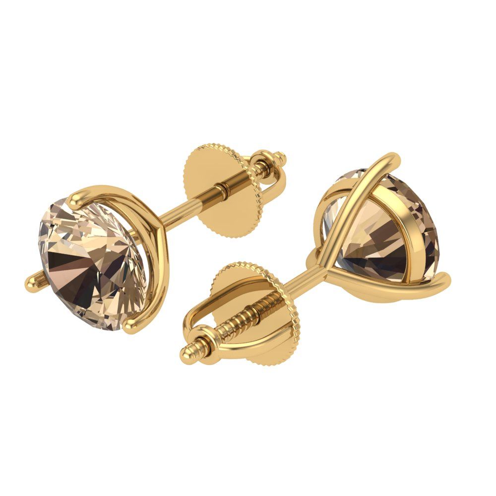 4 ctw Yellow Moissanite Studs Earrings | 8.0mm Round Cut White Gold Screw back | April Birthstone