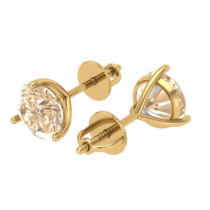 4 ctw Morganite Studs Earrings | 8.0mm Round Cut White Gold Screw back | February Birthstone