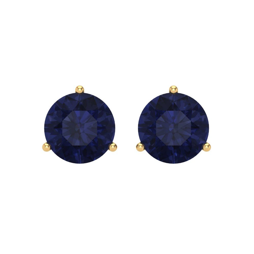 4 ctw Blue Sapphire Studs Earrings | 8.0mm Round Cut White Gold Screw back | September Birthstone