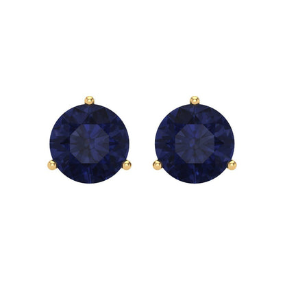 4 ctw Blue Sapphire Studs Earrings | 8.0mm Round Cut White Gold Screw back | September Birthstone