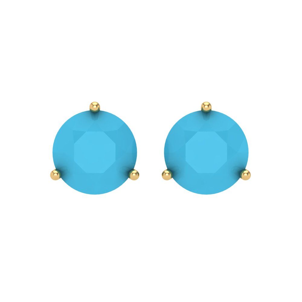 4 ctw Turquoise Studs Earrings | 8.0mm Round Cut White Gold Screw back | December Birthstone