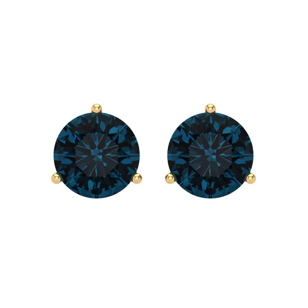 4 ctw London Blue Topaz Studs Earrings | 8.0mm Round Cut White Gold Screw back | December Birthstone