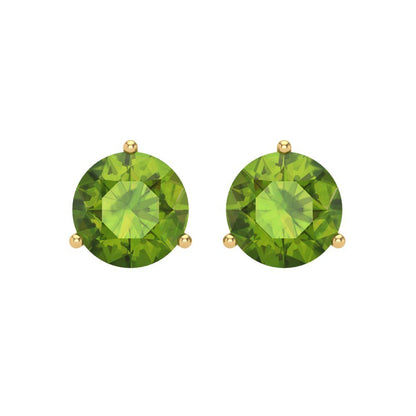 4 ctw Peridot Studs Earrings | 8.0mm Round Cut White Gold Screw back | August Birthstone
