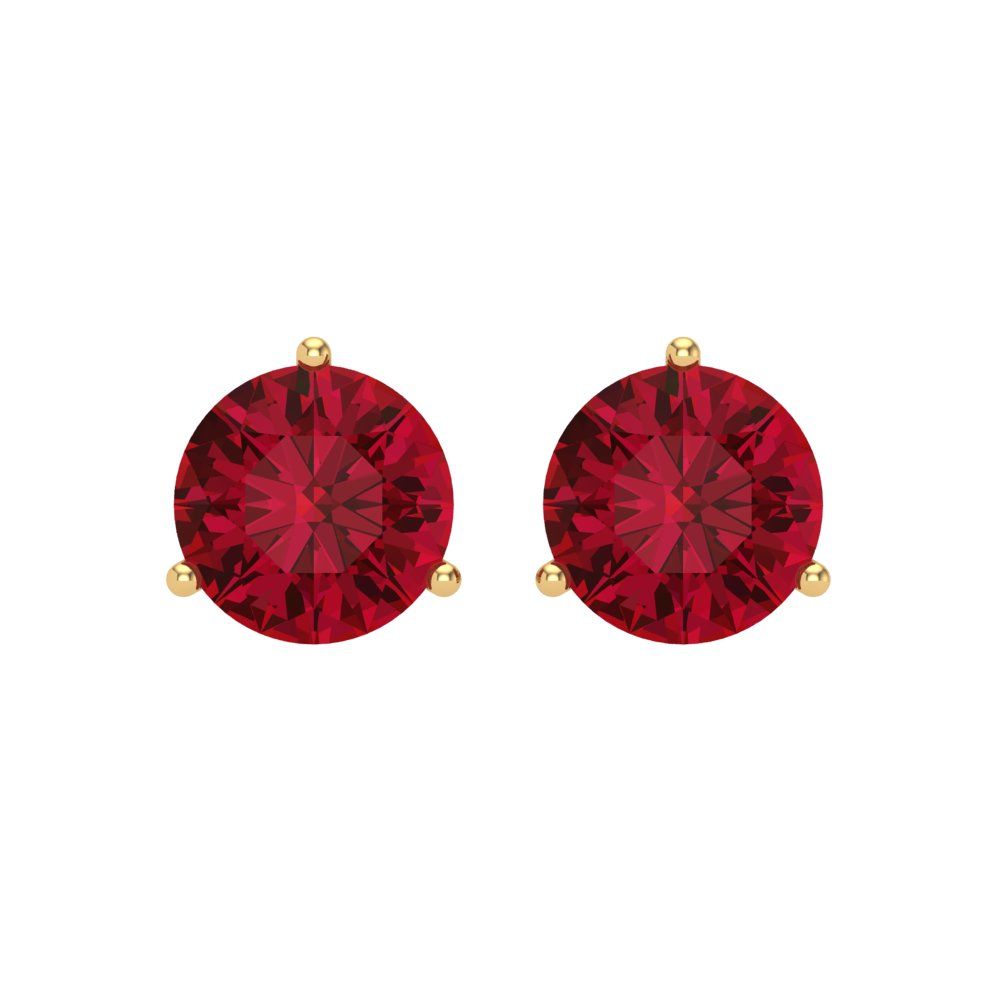 4 ctw Ruby Studs Earrings | 8.0mm Round Cut White Gold Screw back | July Birthstone