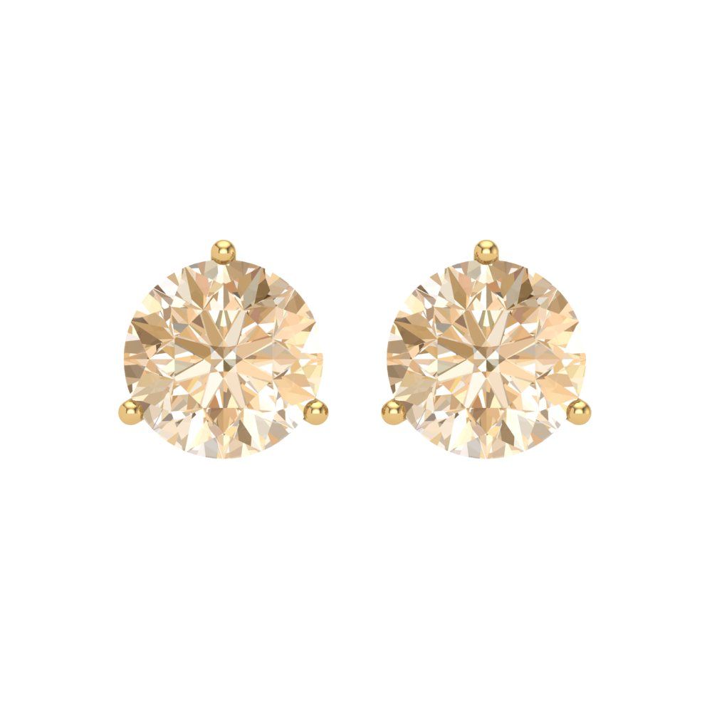 4 ctw Morganite Studs Earrings | 8.0mm Round Cut White Gold Screw back | February Birthstone