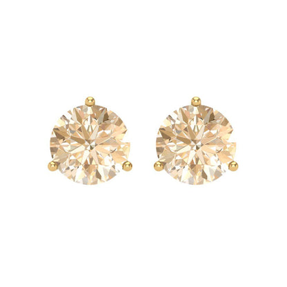 4 ctw Morganite Studs Earrings | 8.0mm Round Cut White Gold Screw back | February Birthstone