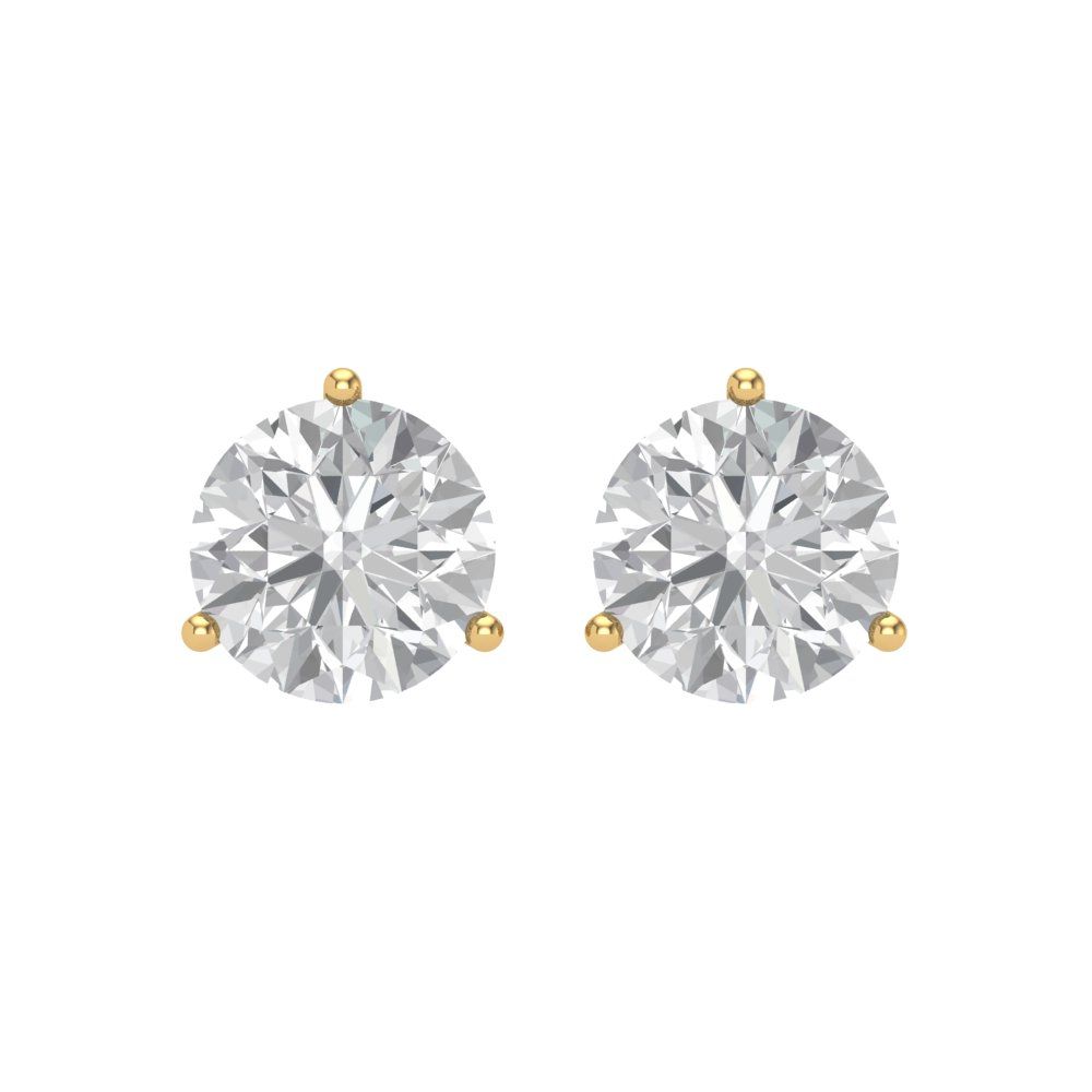 4 ctw Zirconia Diamond Studs Earrings | 8.0mm Round Cut White Gold Screw back | April Birthstone