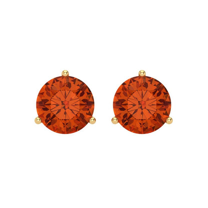 4 ctw Red Zirconia Studs Earrings | 8.0mm Round Cut White Gold Screw back | April Birthstone