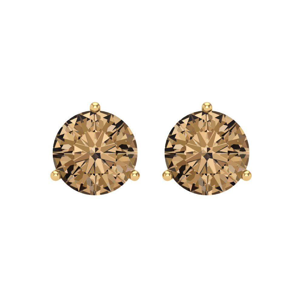 4 ctw Champagne Studs Earrings | 8.0mm Round Cut White Gold Screw back | April Birthstone