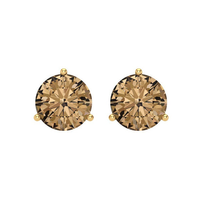 4 ctw Champagne Studs Earrings | 8.0mm Round Cut White Gold Screw back | April Birthstone