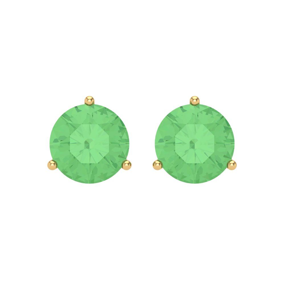 4 ctw Green Zirconia Studs Earrings | 8.0mm Round Cut White Gold Screw back | April Birthstone