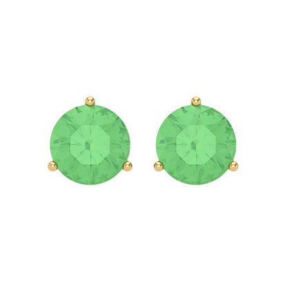 4 ctw Green Zirconia Studs Earrings | 8.0mm Round Cut White Gold Screw back | April Birthstone