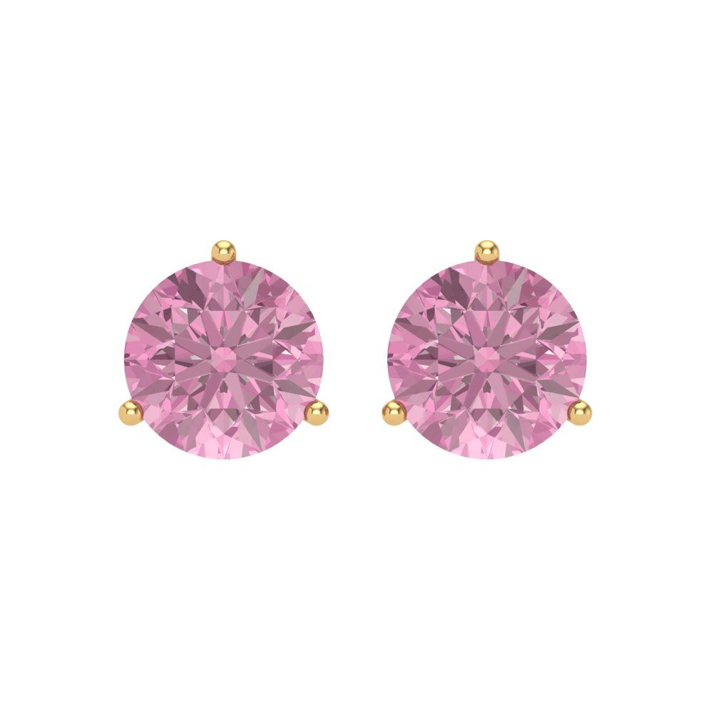 4 ctw Pink Zirconia Studs Earrings | 8.0mm Round Cut White Gold Screw back | April Birthstone