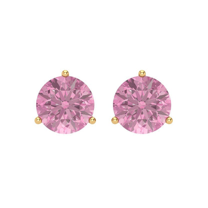 4 ctw Pink Zirconia Studs Earrings | 8.0mm Round Cut White Gold Screw back | April Birthstone