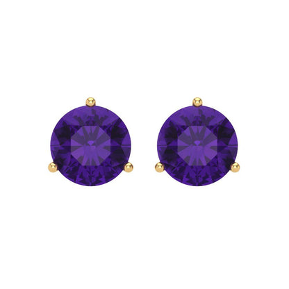4 ctw Amethyst Studs Earrings | 8.0mm Round Cut White Gold Screw back | February Birthstone