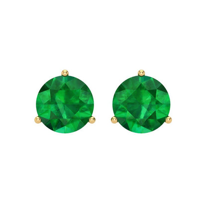 4 ctw Emerald Studs Earrings | 8.0mm Round Cut White Gold Screw back | May Birthstone