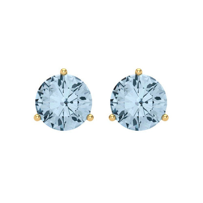 4 ctw Aquamarine Studs Earrings | 8.0mm Round Cut White Gold Screw back | March Birthstone