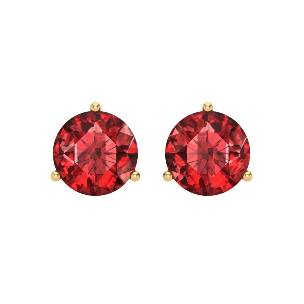 4 ctw Garnet Studs Earrings | 8.0mm Round Cut White Gold Screw back | January Birthstone