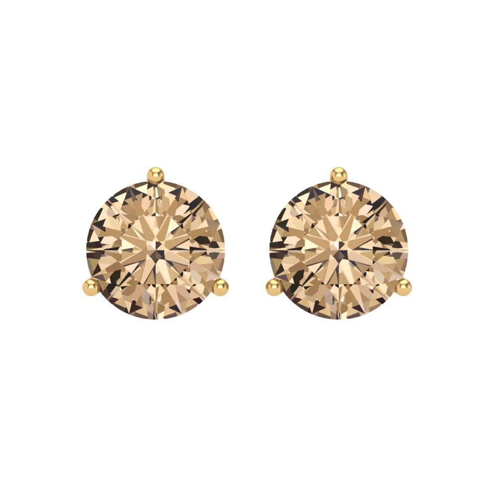 4 ctw Yellow Moissanite Studs Earrings | 8.0mm Round Cut White Gold Screw back | April Birthstone