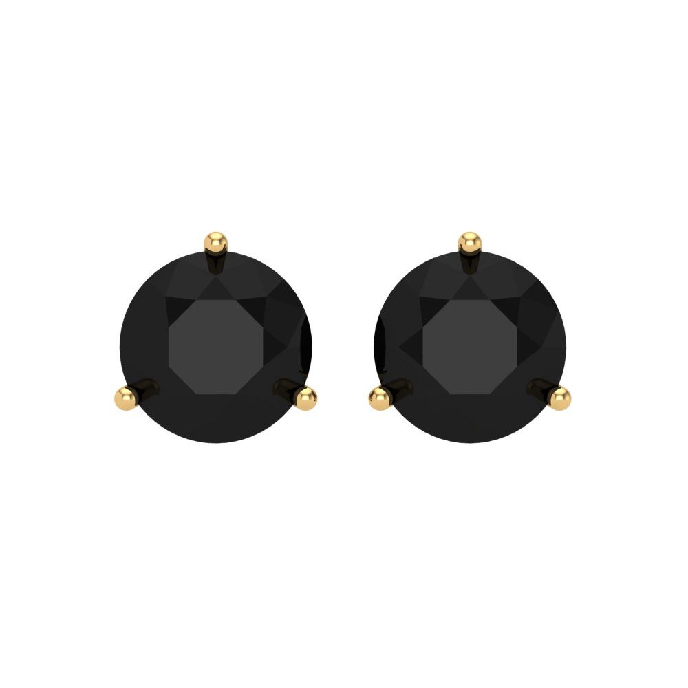 4 ctw Onyx Studs Earrings | 8.0mm Round Cut White Gold Screw back | July Birthstone