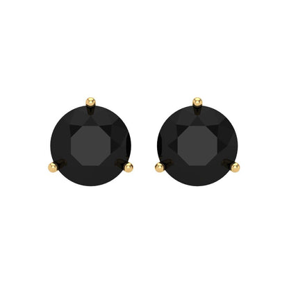 4 ctw Onyx Studs Earrings | 8.0mm Round Cut White Gold Screw back | July Birthstone