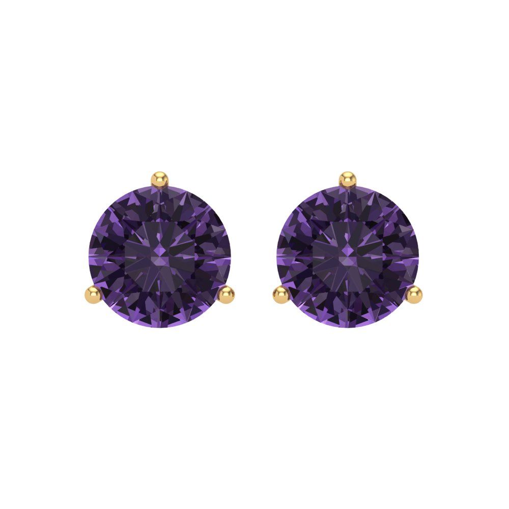 4 ctw Alexandrite Studs Earrings | 8.0mm Round Cut White Gold Screw back | June Birthstone