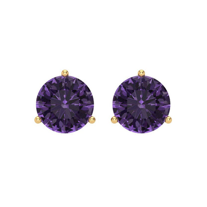 4 ctw Alexandrite Studs Earrings | 8.0mm Round Cut White Gold Screw back | June Birthstone