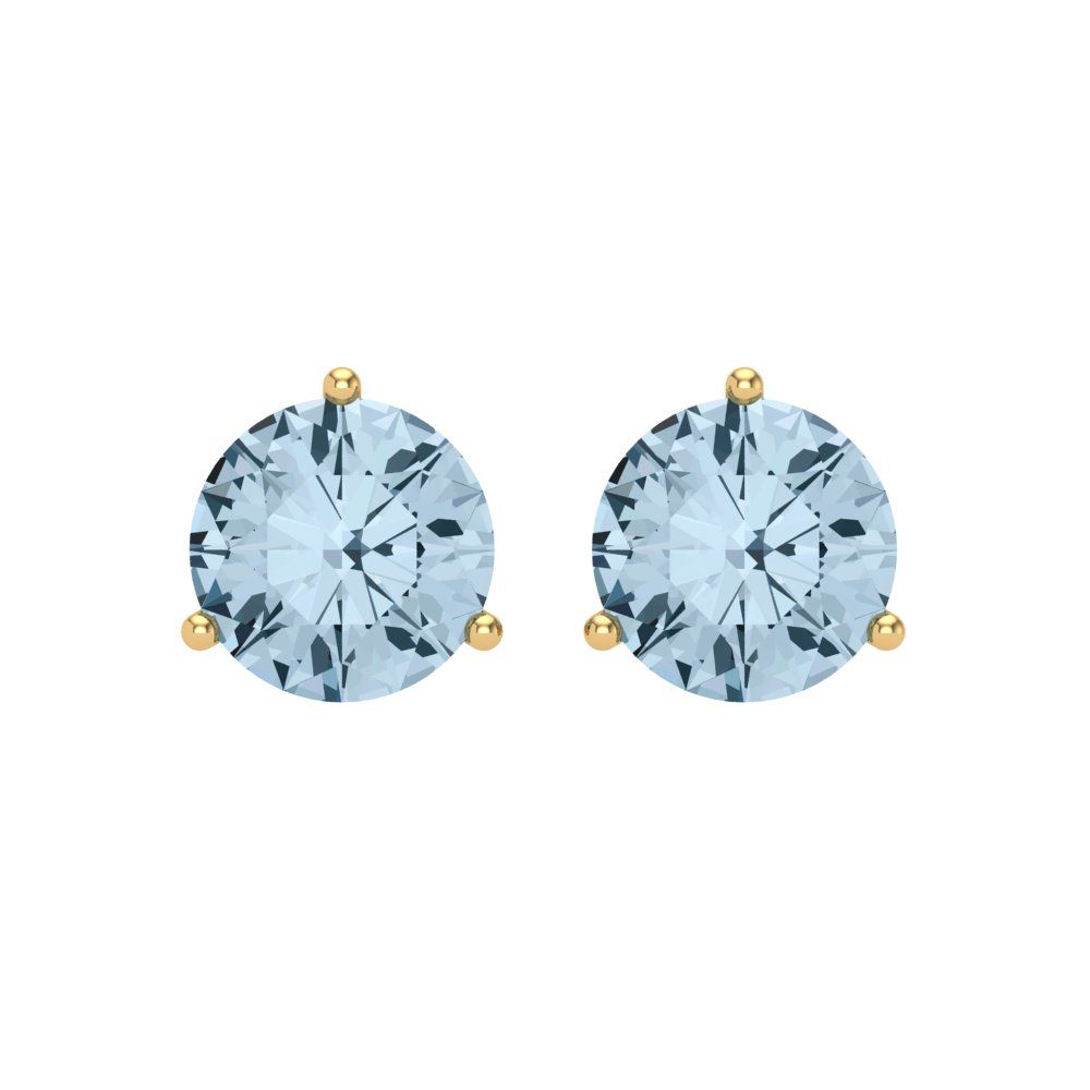 4 ctw Blue Zirconia Studs Earrings | 8.0mm Round Cut White Gold Screw back | April Birthstone