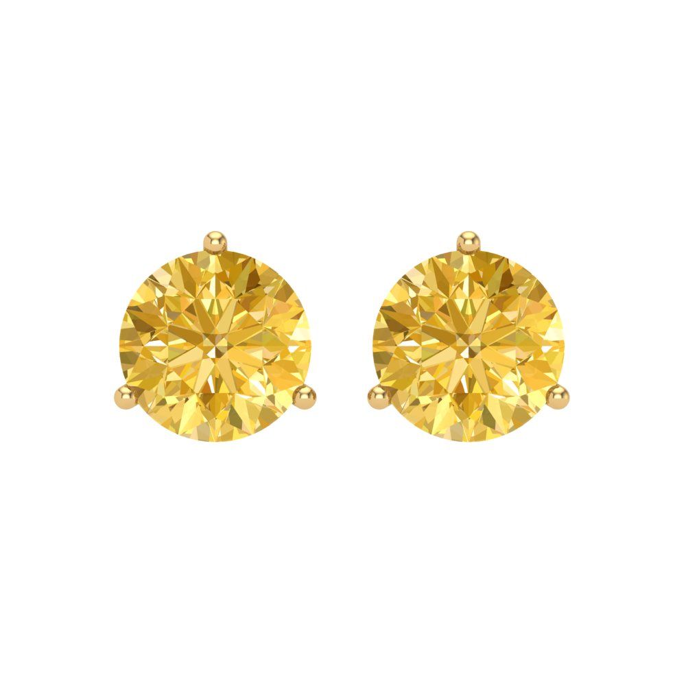 4 ctw Citrine Studs Earrings | 8.0mm Round Cut White Gold Screw back | November Birthstone