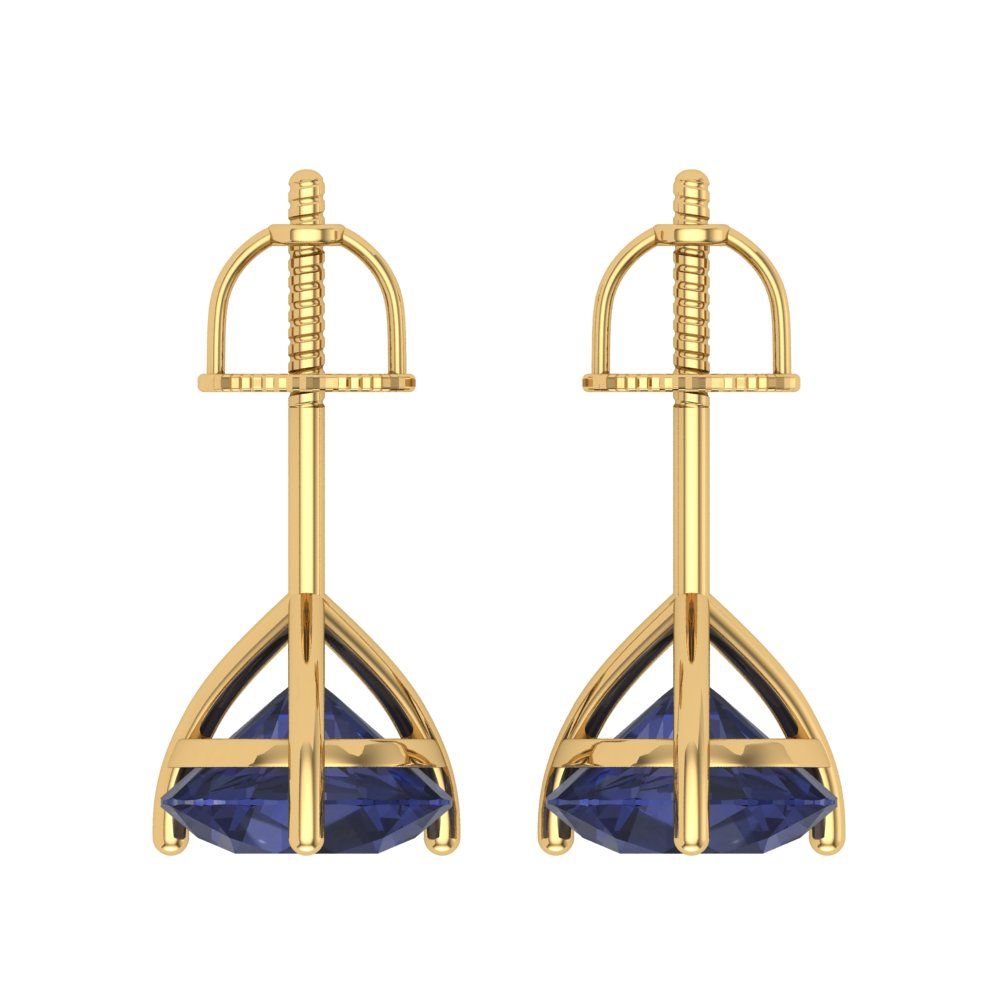 4 ctw Blue Sapphire Studs Earrings | 8.0mm Round Cut White Gold Screw back | September Birthstone