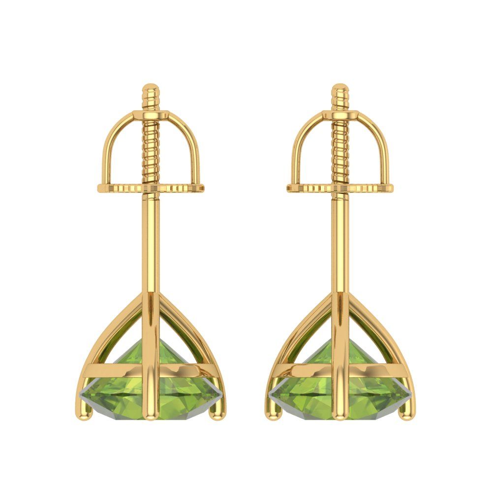 4 ctw Peridot Studs Earrings | 8.0mm Round Cut White Gold Screw back | August Birthstone