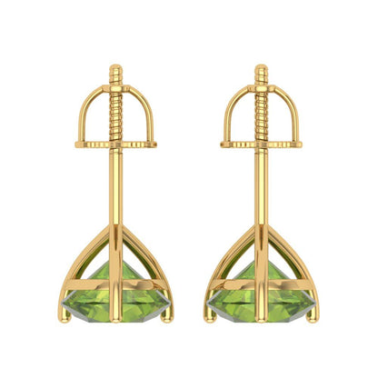 4 ctw Peridot Studs Earrings | 8.0mm Round Cut White Gold Screw back | August Birthstone