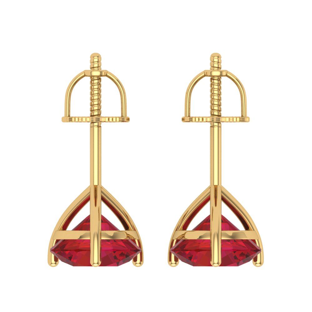 4 ctw Ruby Studs Earrings | 8.0mm Round Cut White Gold Screw back | July Birthstone