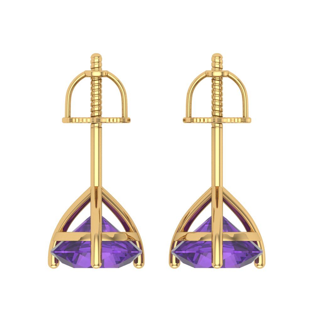 4 ctw Amethyst Studs Earrings | 8.0mm Round Cut White Gold Screw back | February Birthstone