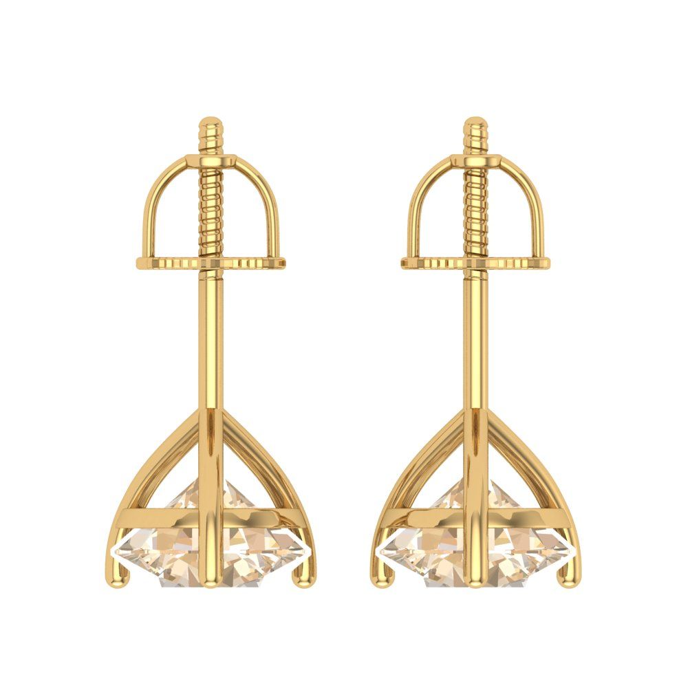 4 ctw Morganite Studs Earrings | 8.0mm Round Cut White Gold Screw back | February Birthstone