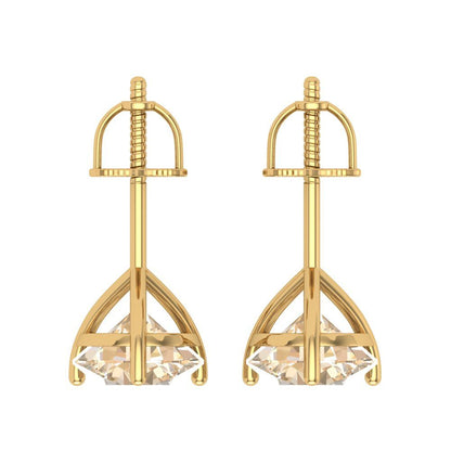4 ctw Morganite Studs Earrings | 8.0mm Round Cut White Gold Screw back | February Birthstone