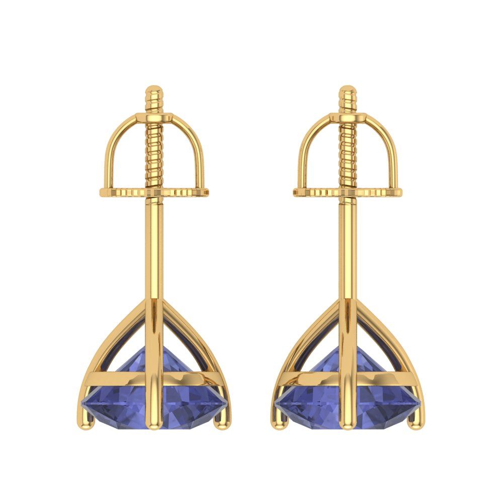 4 ctw Tanzanite Studs Earrings | 8.0mm Round Cut White Gold Screw back | December Birthstone