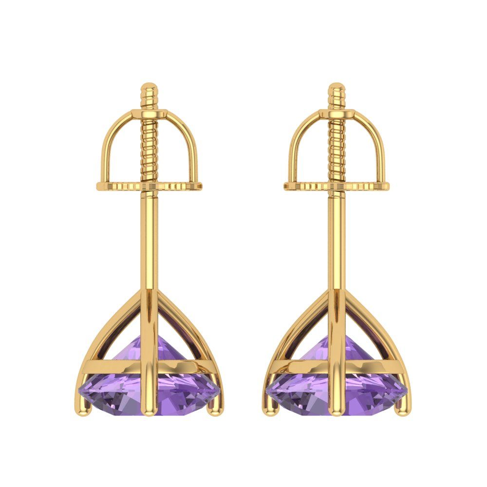 4 ctw Alexandrite Studs Earrings | 8.0mm Round Cut White Gold Screw back | June Birthstone