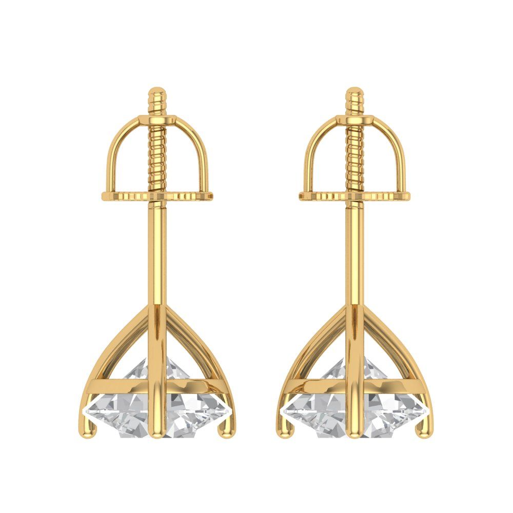 4 ctw Moissanite Studs Earrings | 8.0mm Round Cut White Gold Screw back | April Birthstone