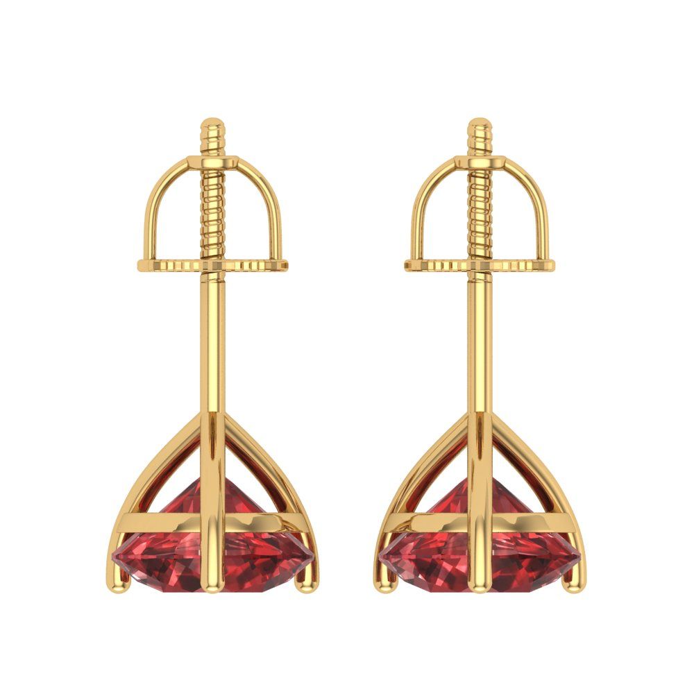 4 ctw Garnet Studs Earrings | 8.0mm Round Cut White Gold Screw back | January Birthstone