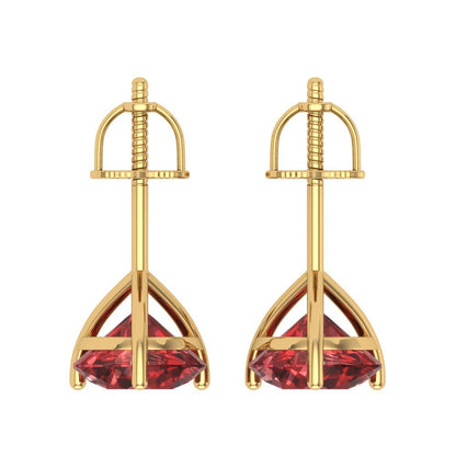 4 ctw Garnet Studs Earrings | 8.0mm Round Cut White Gold Screw back | January Birthstone