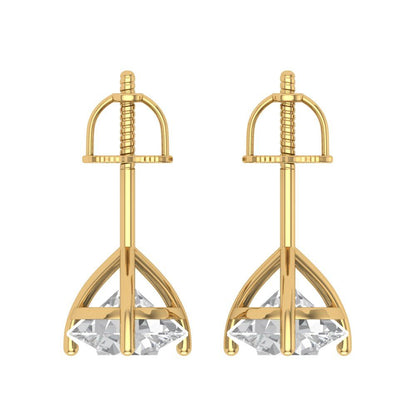 4 ctw Zirconia Diamond Studs Earrings | 8.0mm Round Cut White Gold Screw back | April Birthstone