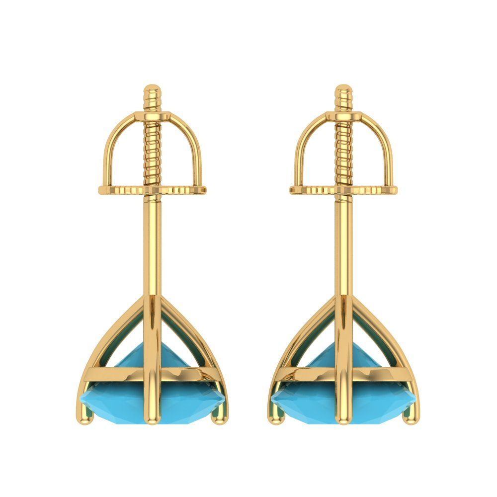4 ctw Turquoise Studs Earrings | 8.0mm Round Cut White Gold Screw back | December Birthstone