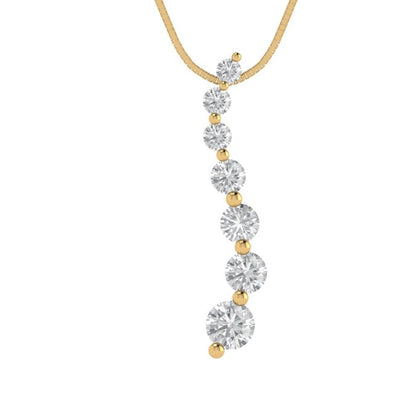 0.475 tcw Necklace Pendant - 14K White Gold Round Cut Charm Zirconia Diamond - Adjustable Length - 15in Box Chain to 18in
